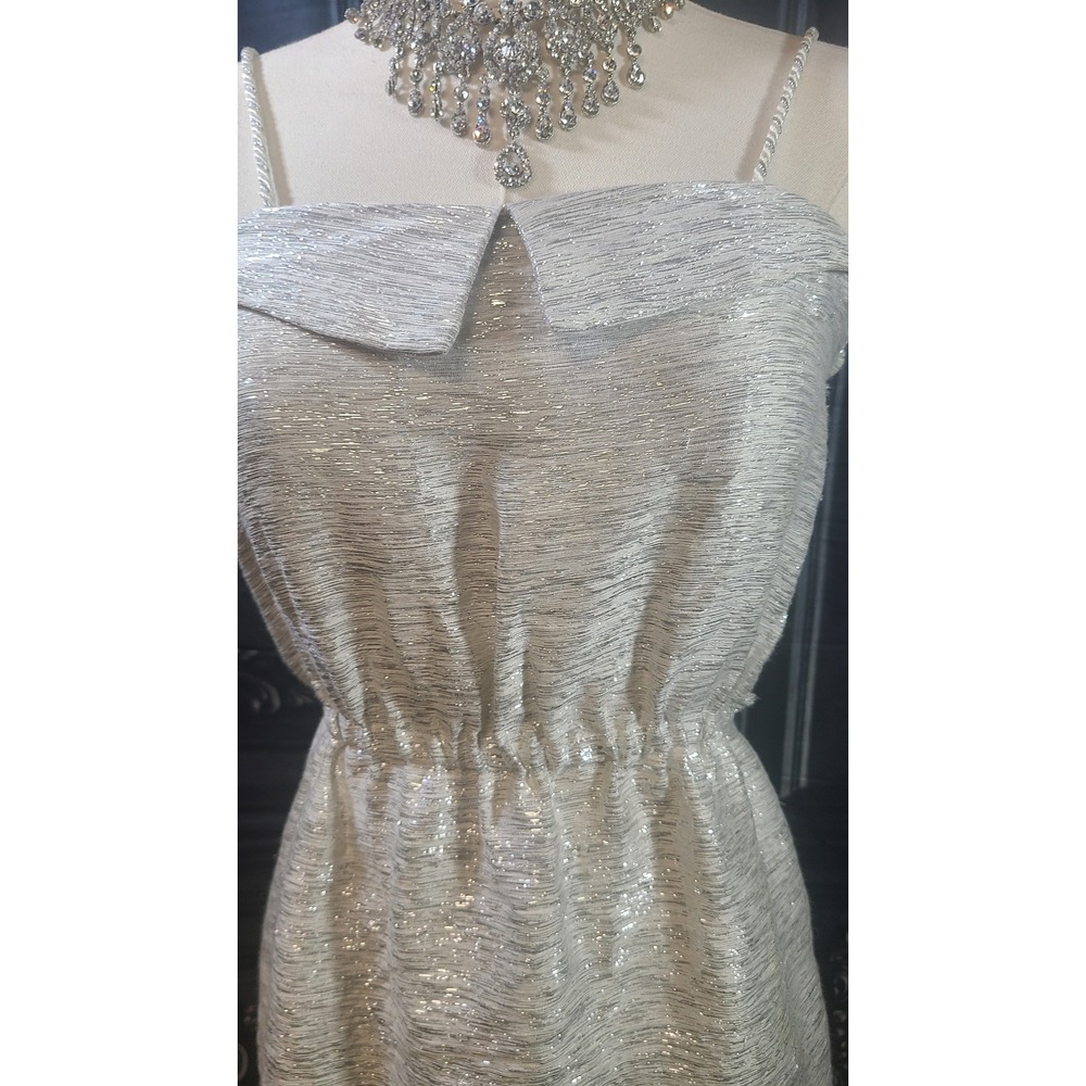 Y2K Hunter Dixon NYC Silver Silk/Linen‎ Party Mini Dress XS
